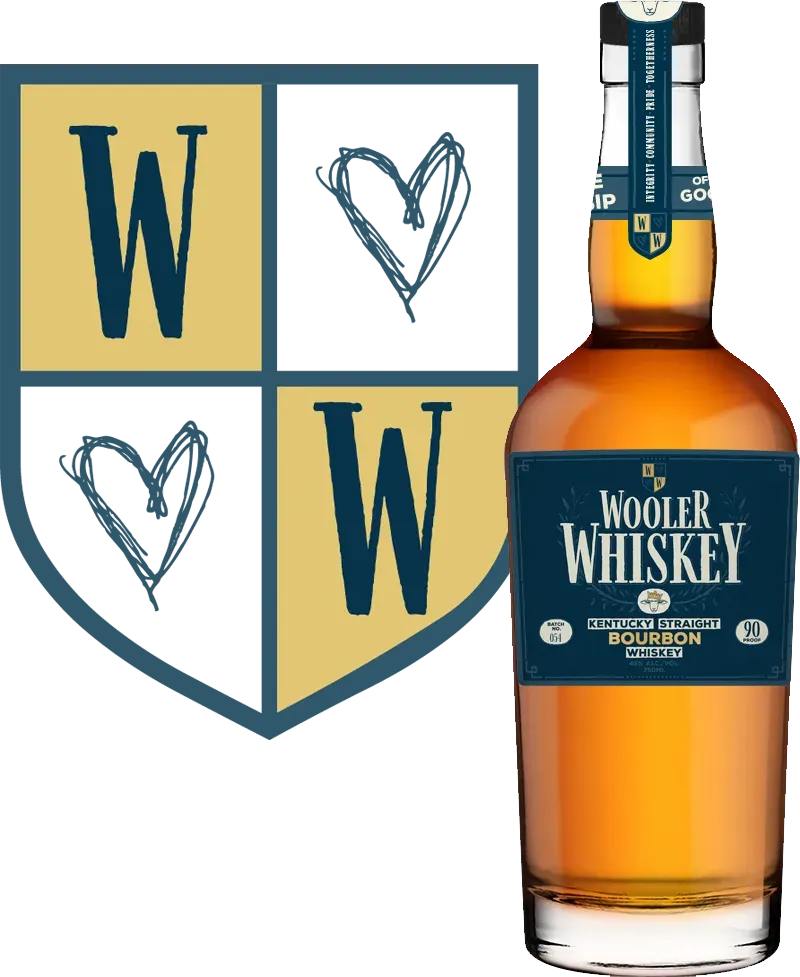 Wooler Whiskey Shield and Bottle